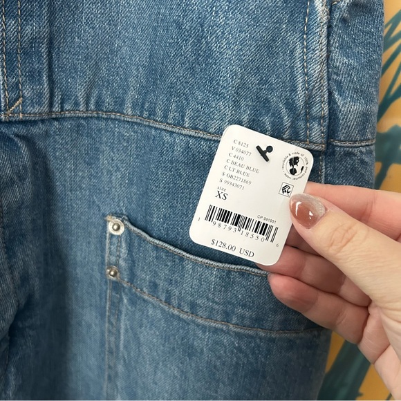 NWT Free People Set It Off Shortalls Denim Overalls - Picture 3 of 4